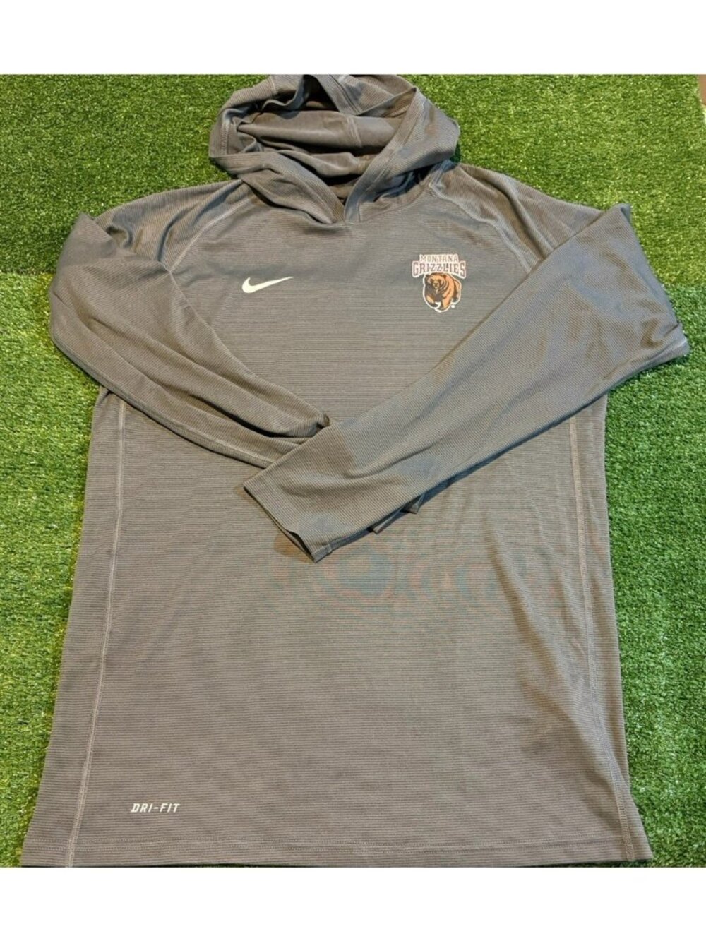 Montana Grizzlies hoodie mens medium gray nike lighweight dri fit football thin